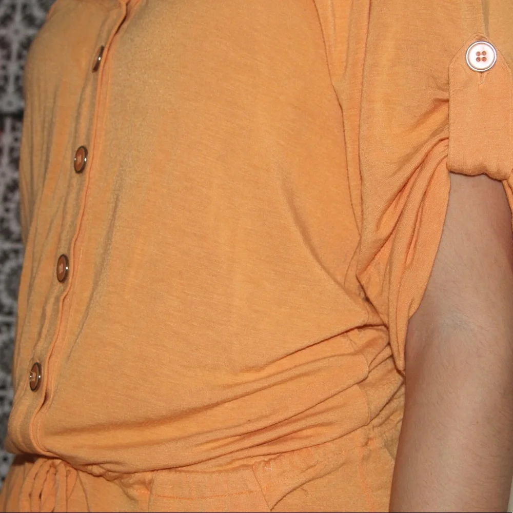 BCBGeneration XS Orange Shortsleeved Tunic Blouse Top - Picture 10 of 11